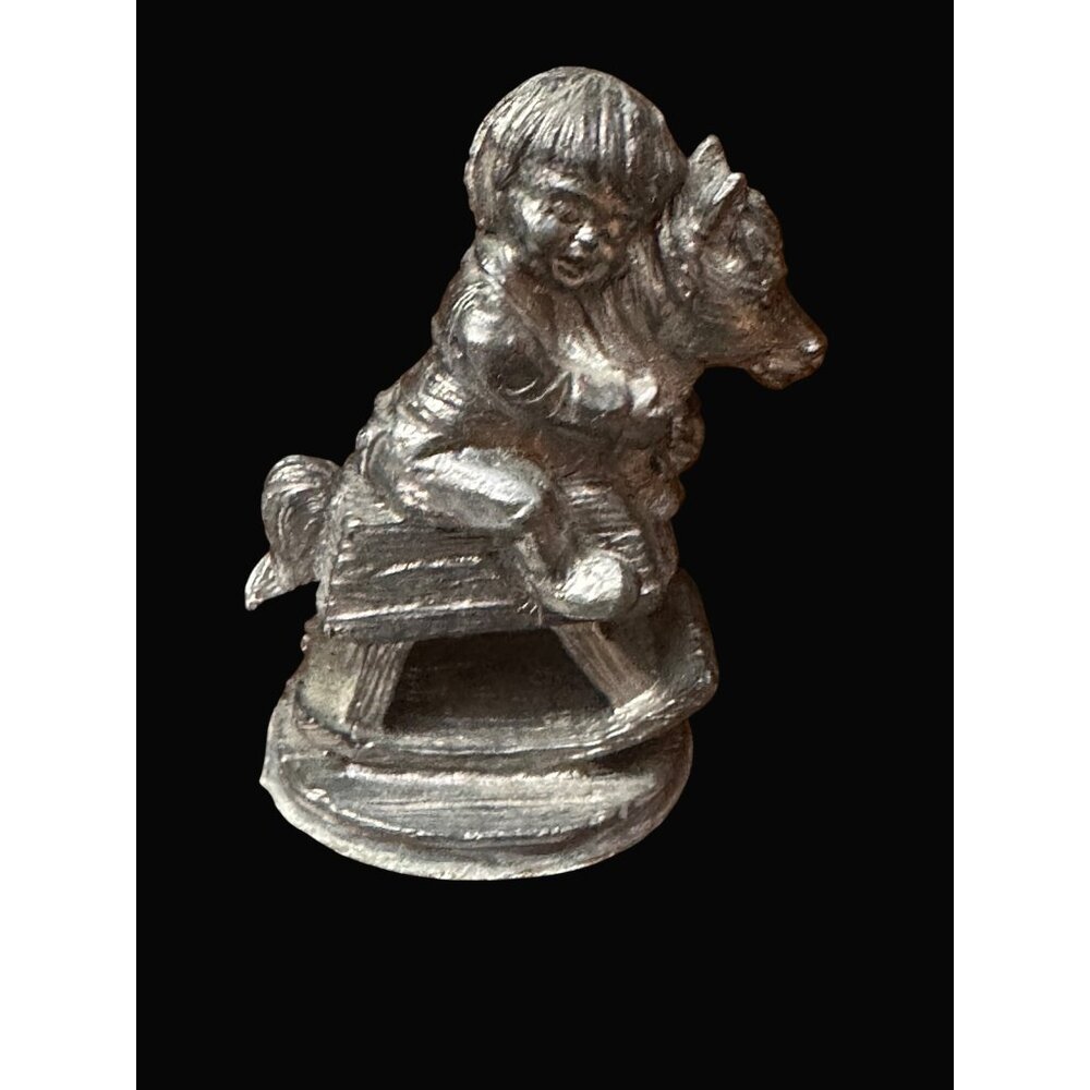 Michael Ricker‎ Pewter Figurine Of Child On Rocking Horse
